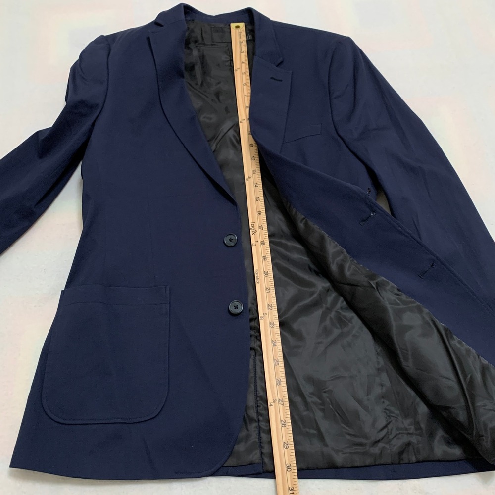 NWT ASOS Men's Navy Blue Slim Fit Blazer Jacket 40 Tall X-Long Cotton Blend - Picture 13 of 16